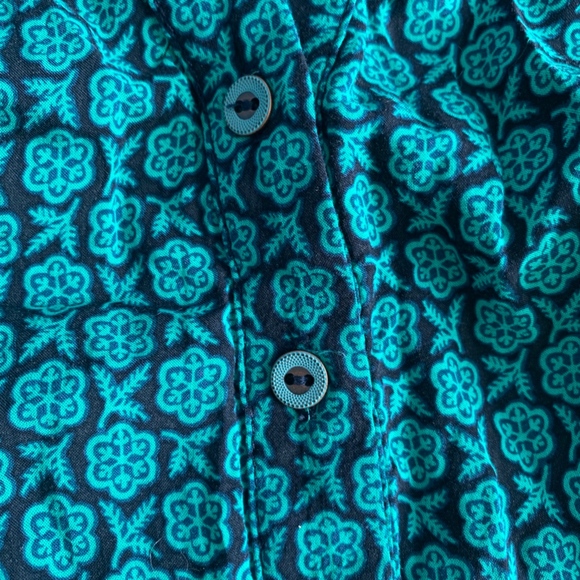 Anthropologie Maeve blue Green Geoscope button up belted Jumpsuit - Picture 5 of 9